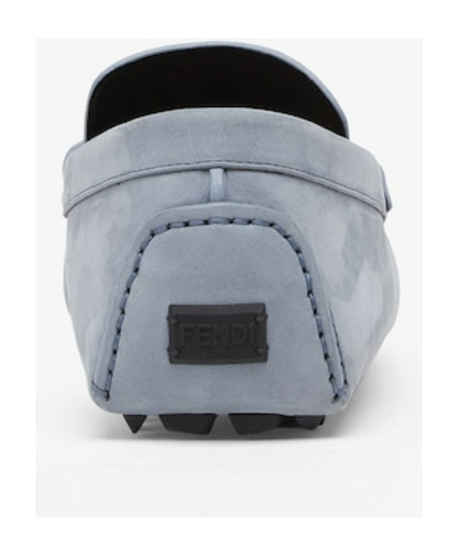 Fendi Light Blue Nubuck Loafers In Blue