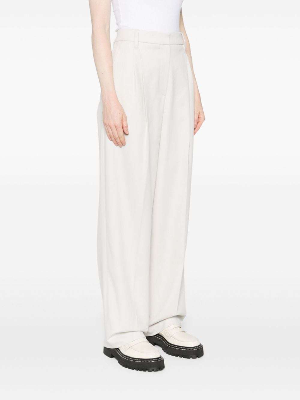 Shop Brunello Cucinelli Pleat-detail Straight-leg Trousers In White