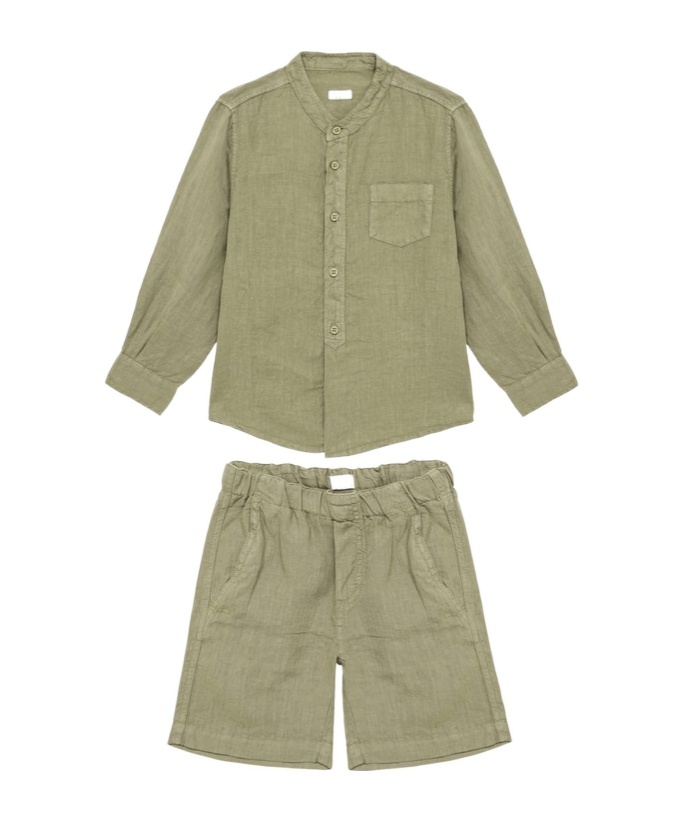 Il Gufo Long-sleeved Shirt And Shorts Suit In Nude