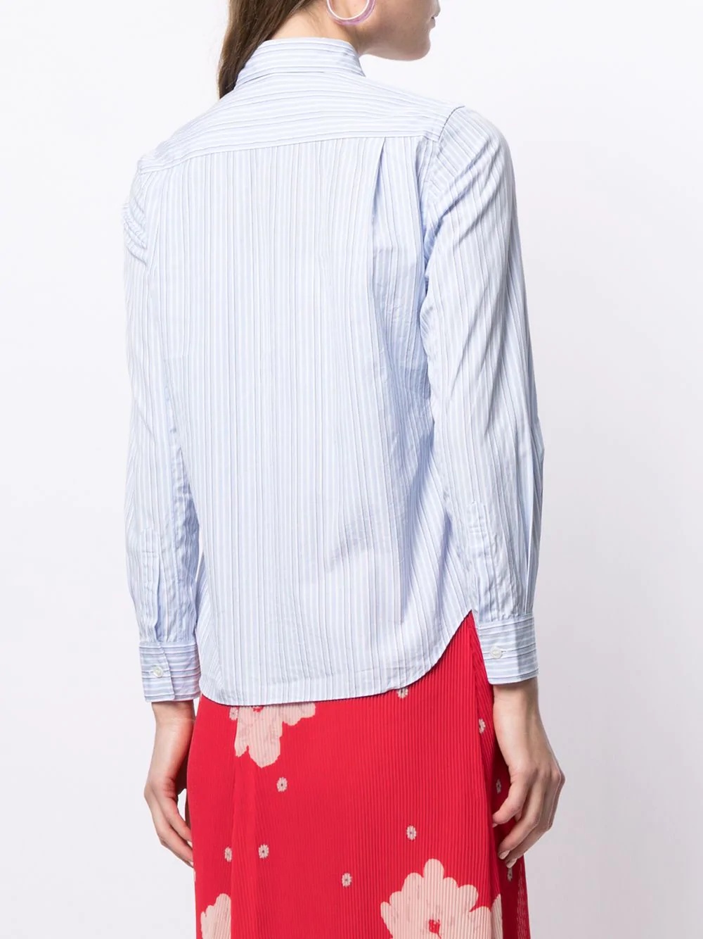 Comme Des Garçons Play Stripe-print Button-down Shirt In Blue