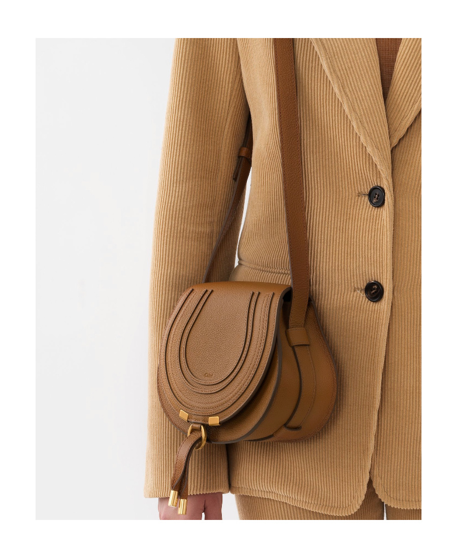Chloé Tan Small Marcie Saddle Bag In Green