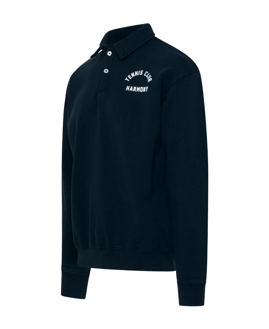 Harmony Paris Buttoned Long-sleeved Polo Shirt In Blue