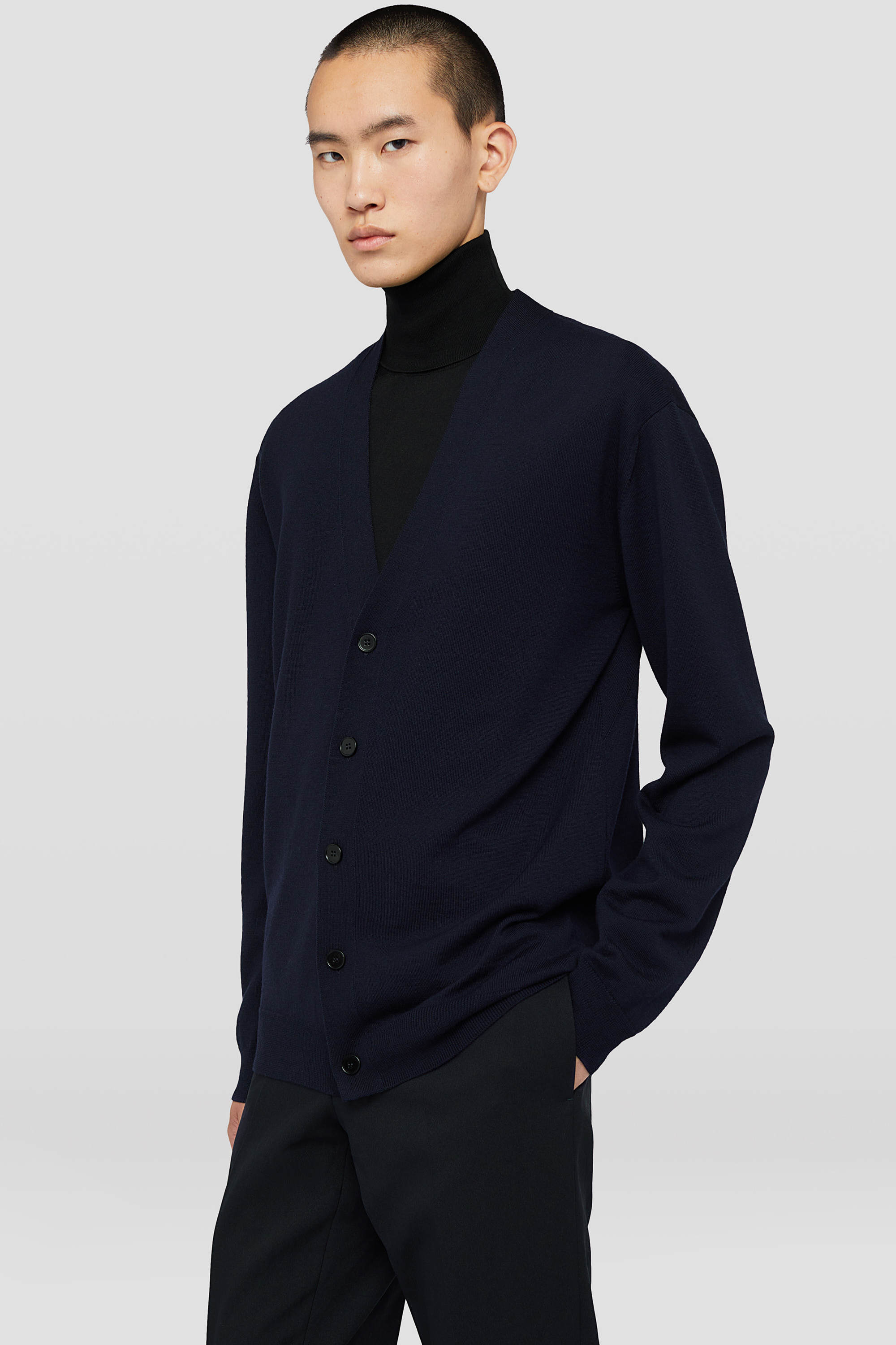 Jil Sander V Neck Cardigan Made From Wool In Blue