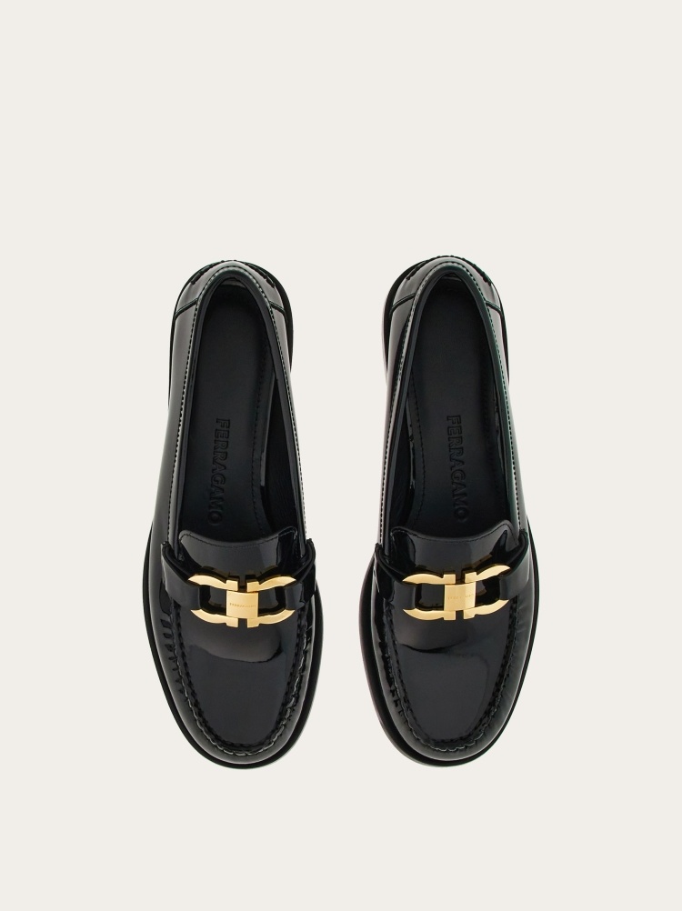 Shop Ferragamo Salvatore Gancini Ornament Moccasins In Black