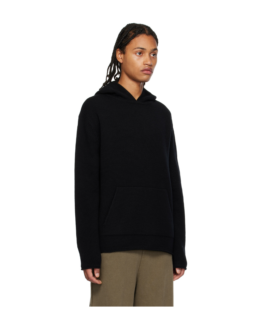 We11 Done Drop-shoulder Fleece Hoodie In Black