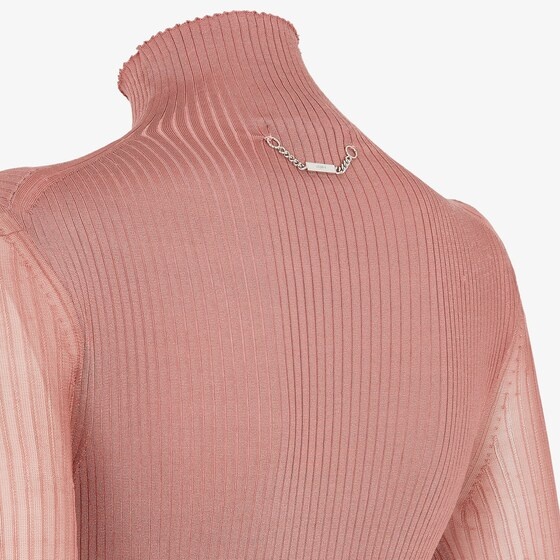 Fendi Turtleneck Long-sleeve Bodysuit In Pink