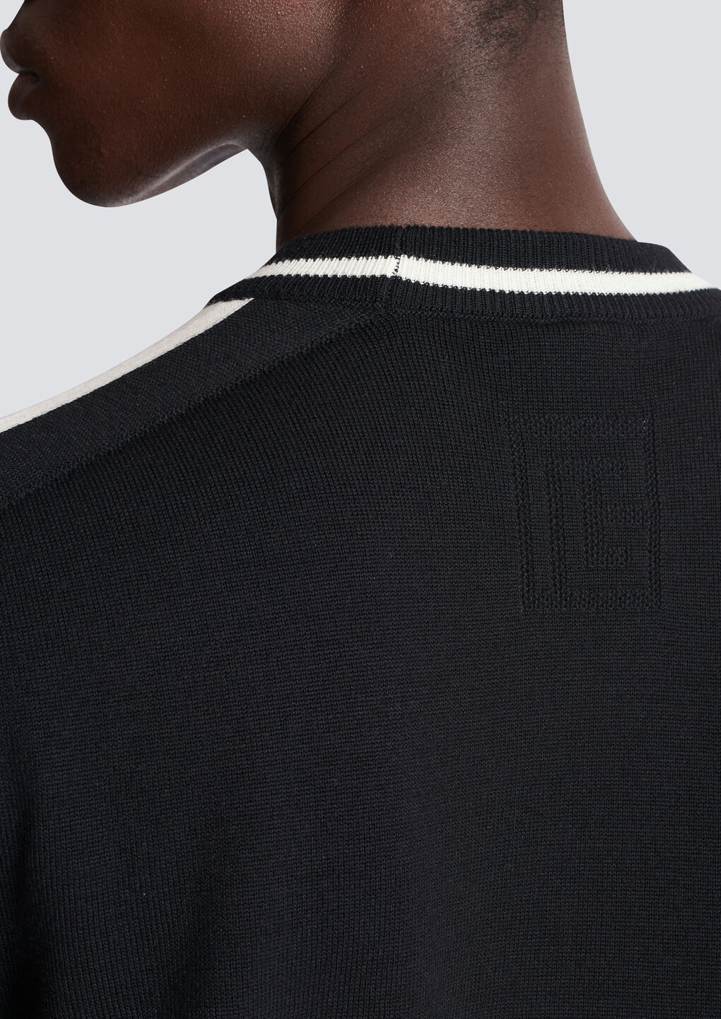 Balmain Logo-embroidered Merino Wool Jumper In Black