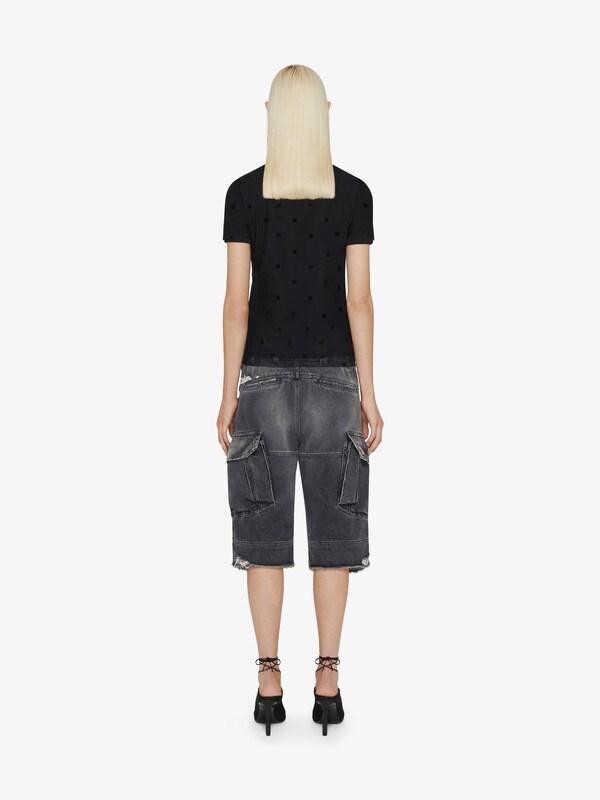 Givenchy Double Layered Fitted T-shirt In Cotton With 4g Tulle In Black