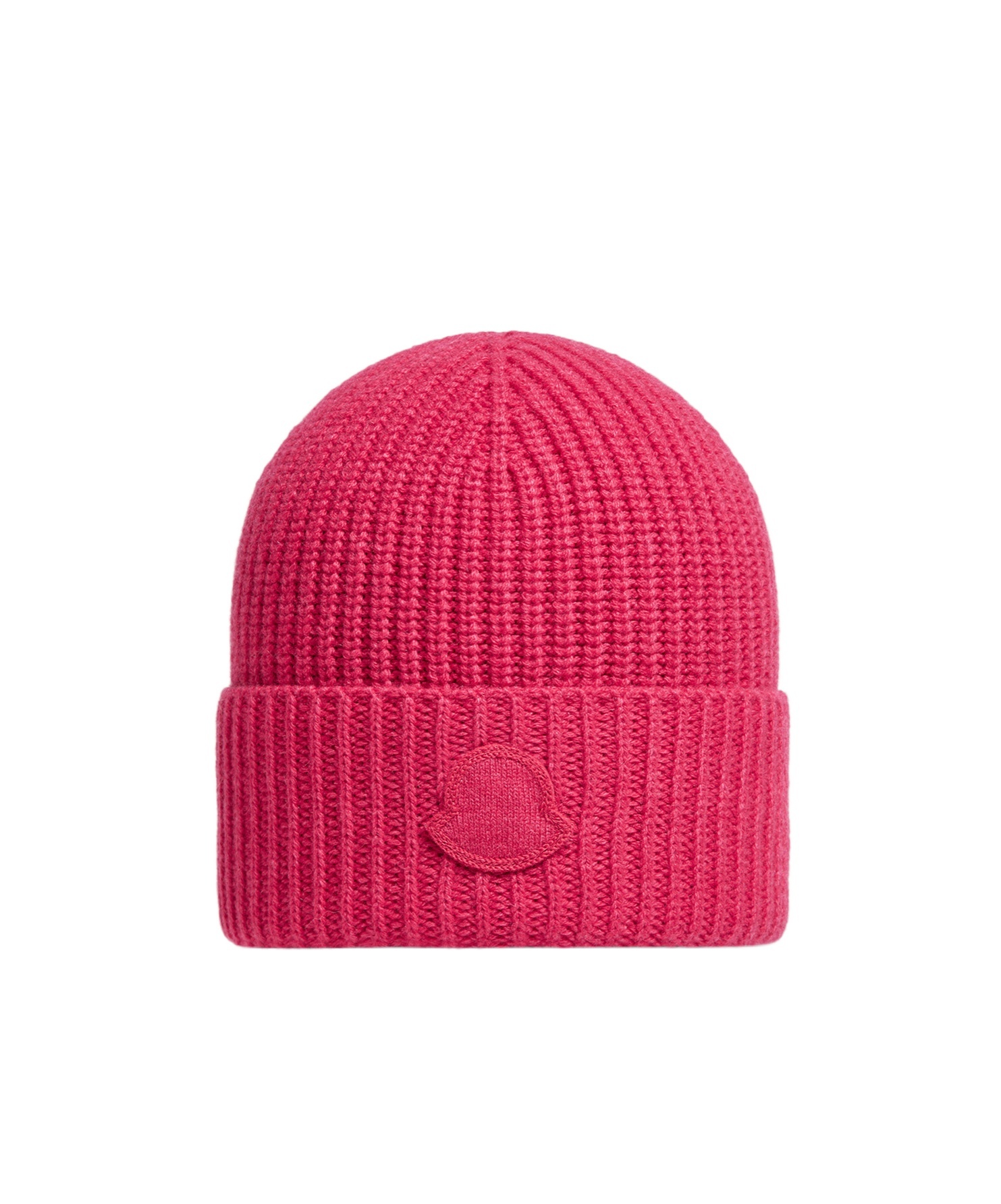Moncler Logo Patch Ribbed Beanie In Pink