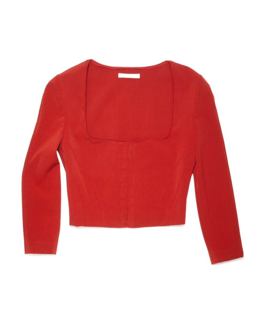 Acne Studios Square Collar Blouse With Hook Button In Red