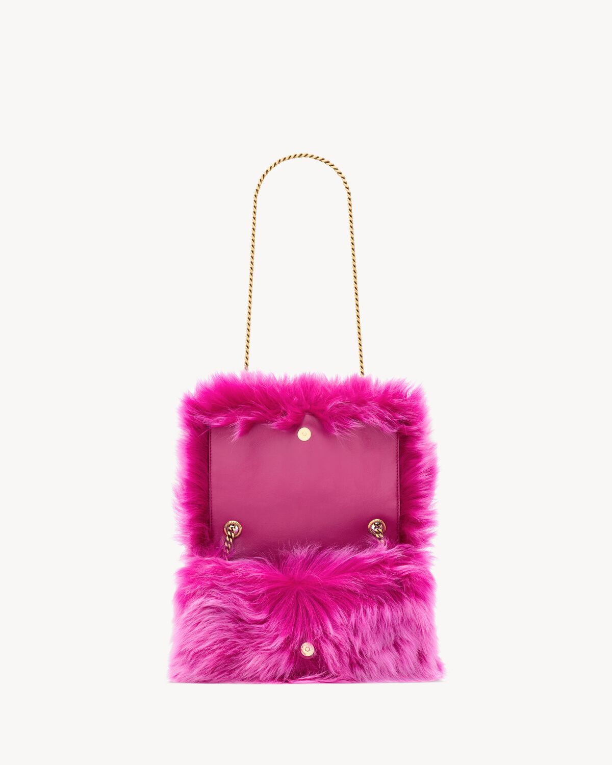 Saint Laurent Kate Small Reversible In Shearling In Pink