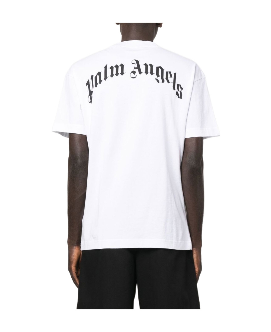 Palm Angels White T-shirt With A Banana Print In Multicolor