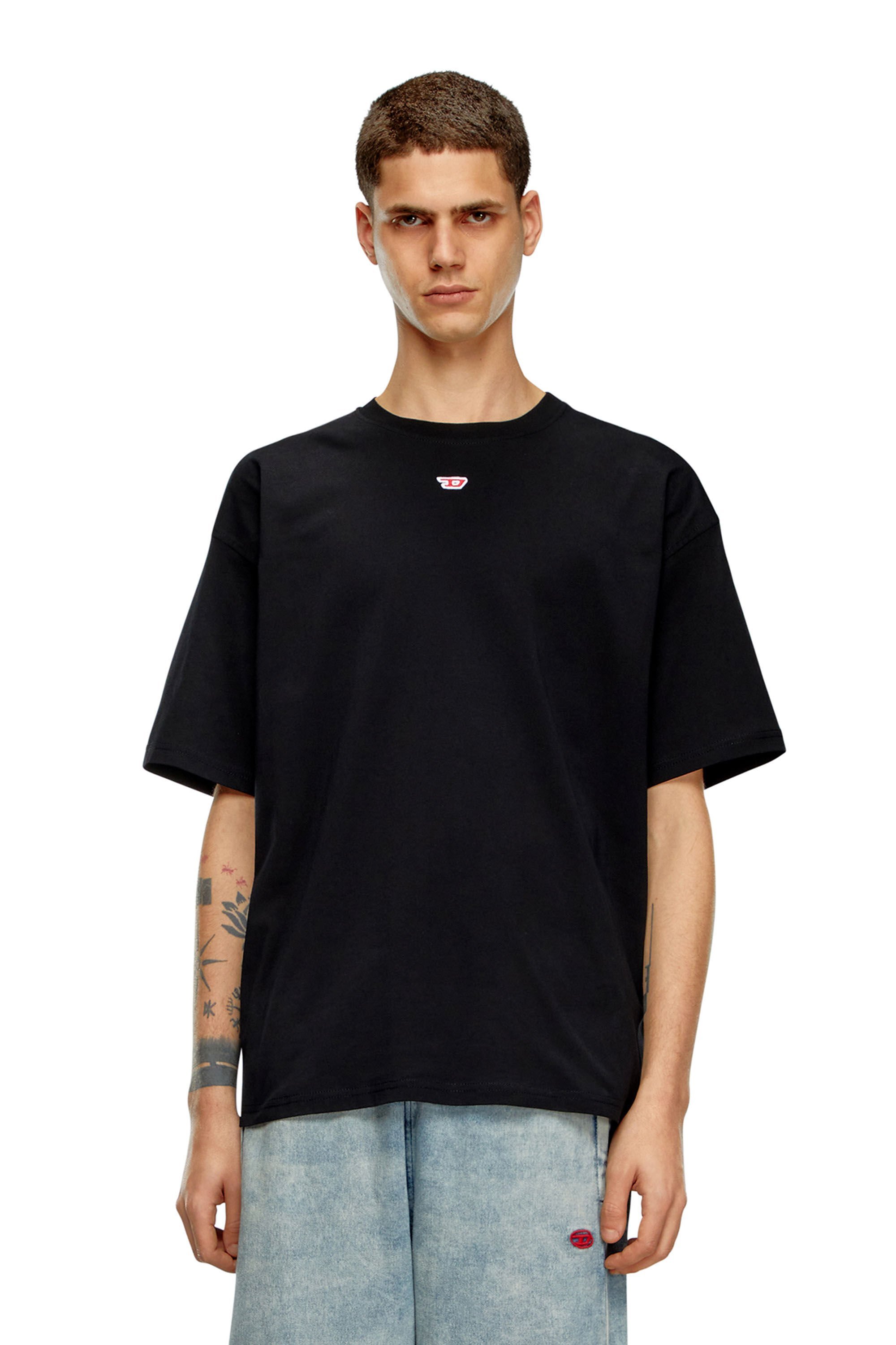 Diesel Mens T-boxt Logo-embroidered Relaxed-fit Cotton T-shirt In Black