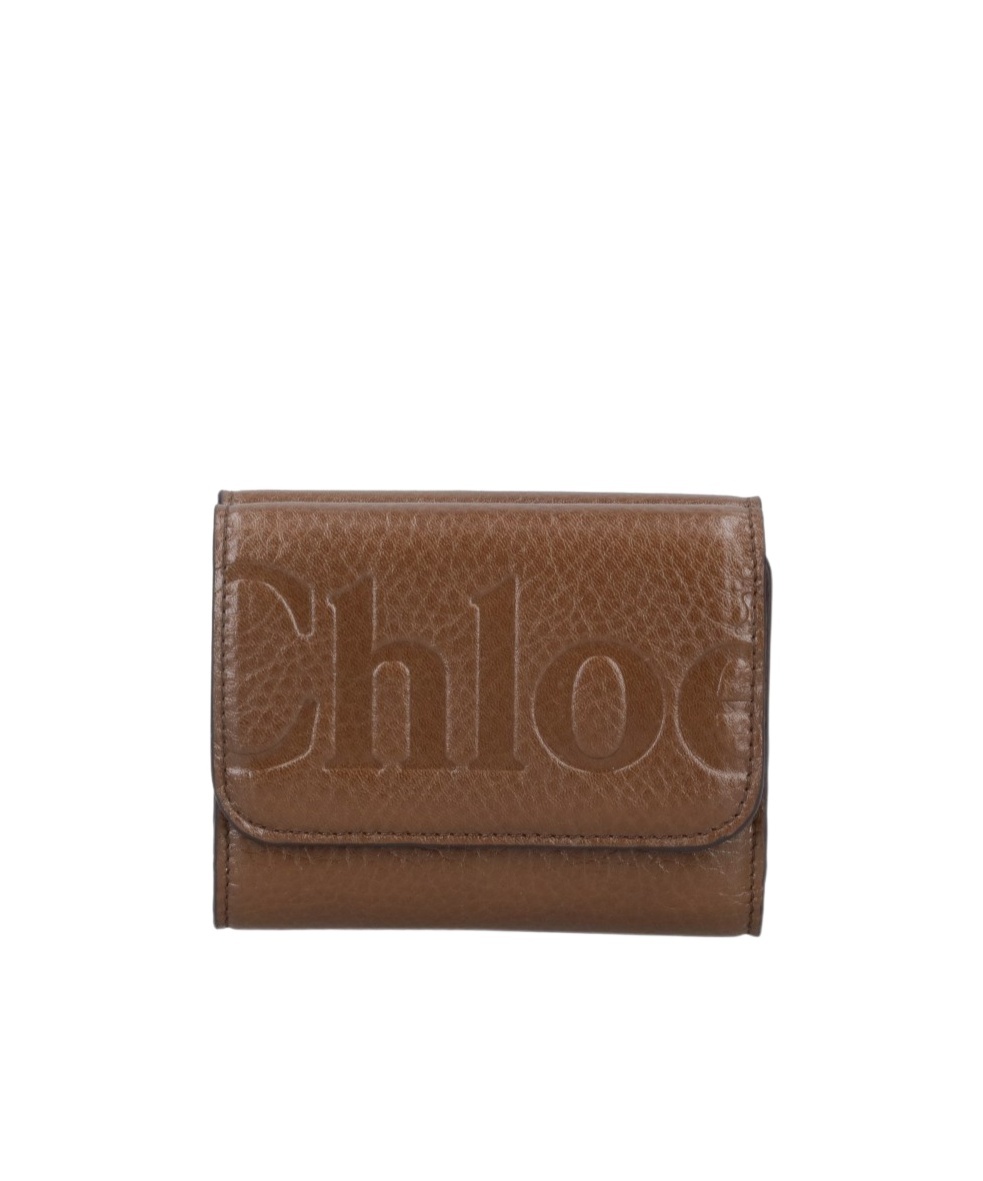 Chloé Tri-fold Logo Wallet In Brown