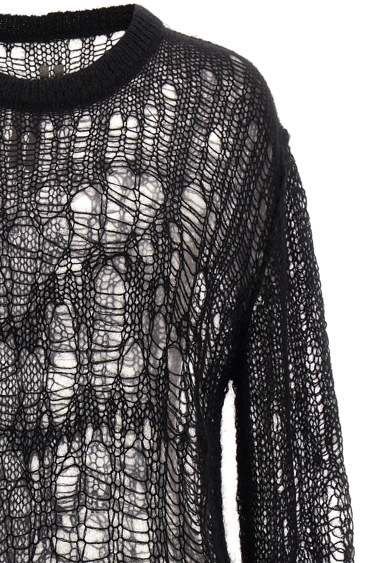 Rick Owens Open-knit Sheer Jumper In Black