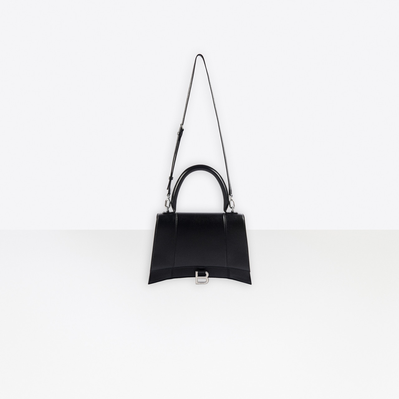 Balenciaga Hourglass Handbag With Structured Silhouette And Top Handle In Black