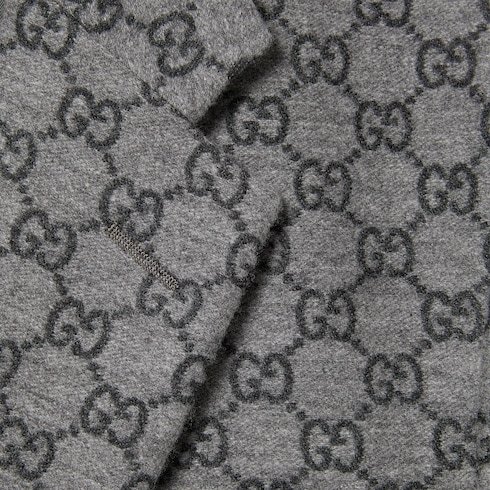 Gucci Gg Wool Flannel Jacket In Gray