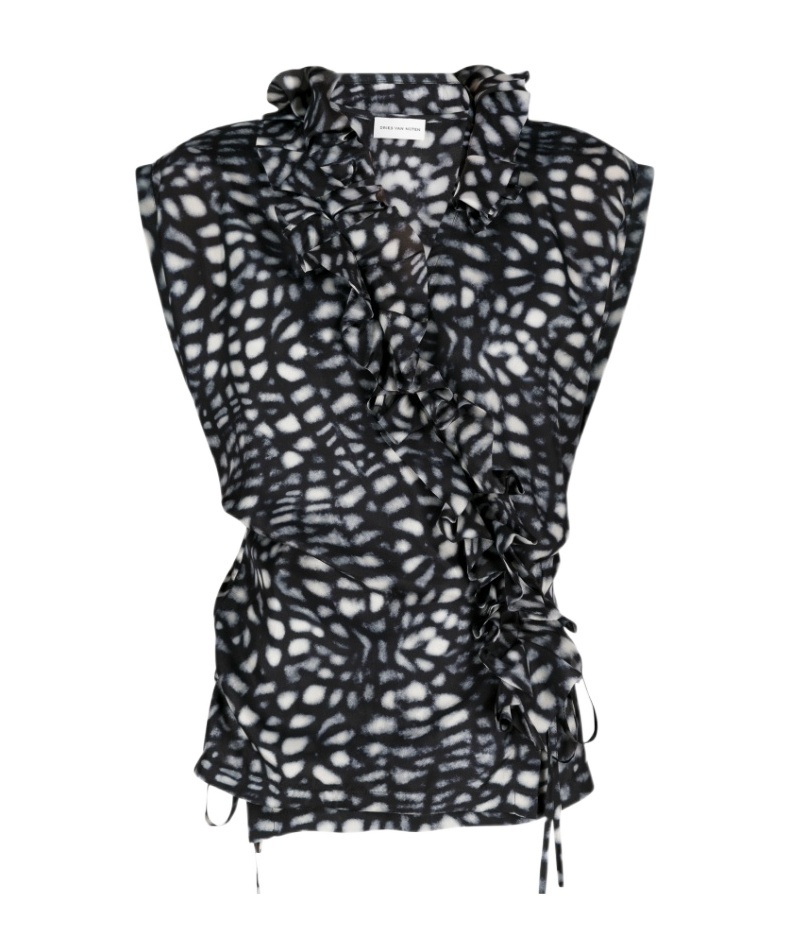 Dries Van Noten Printed Tops In Black