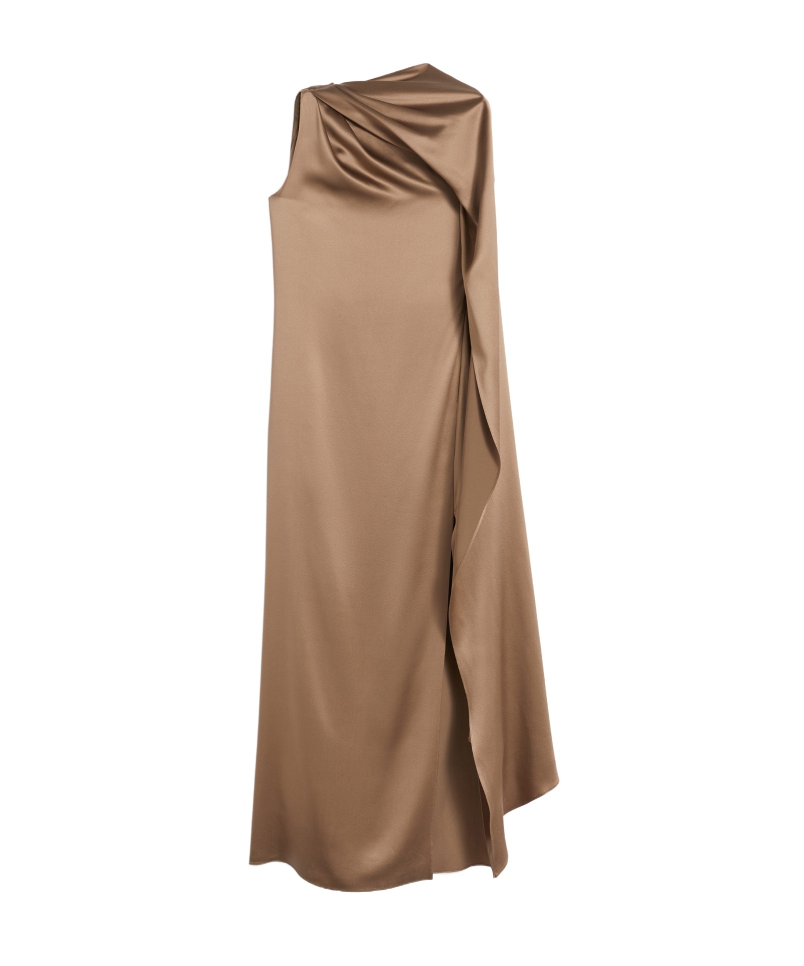 Max Mara One-shoulder Dress In Satin In Brown