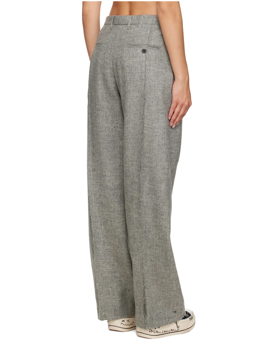 R13 Inverted Wool Wide-leg Trousers In Gray