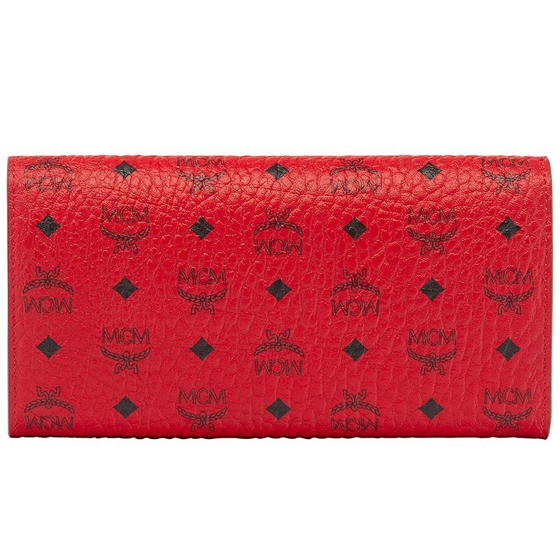 Mcm Alphabetical Print Flip Wallet In Red