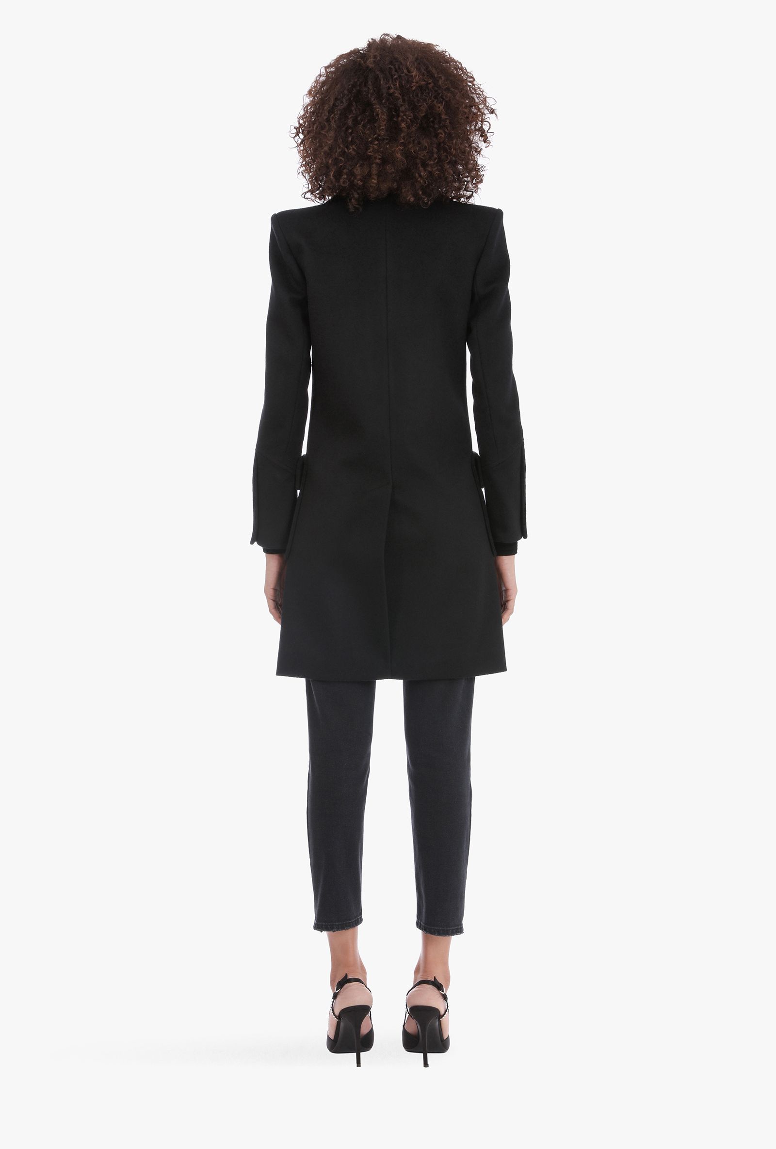 Shop Balmain Double-breasted Coat In Black