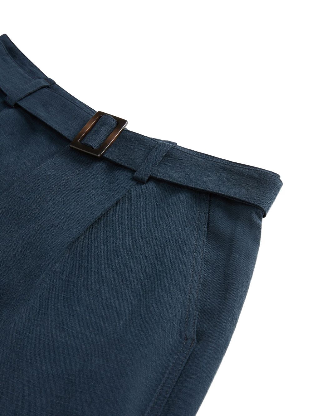 Woolrich Blended Linen Shorts In Linen With Waist Belt In Blue