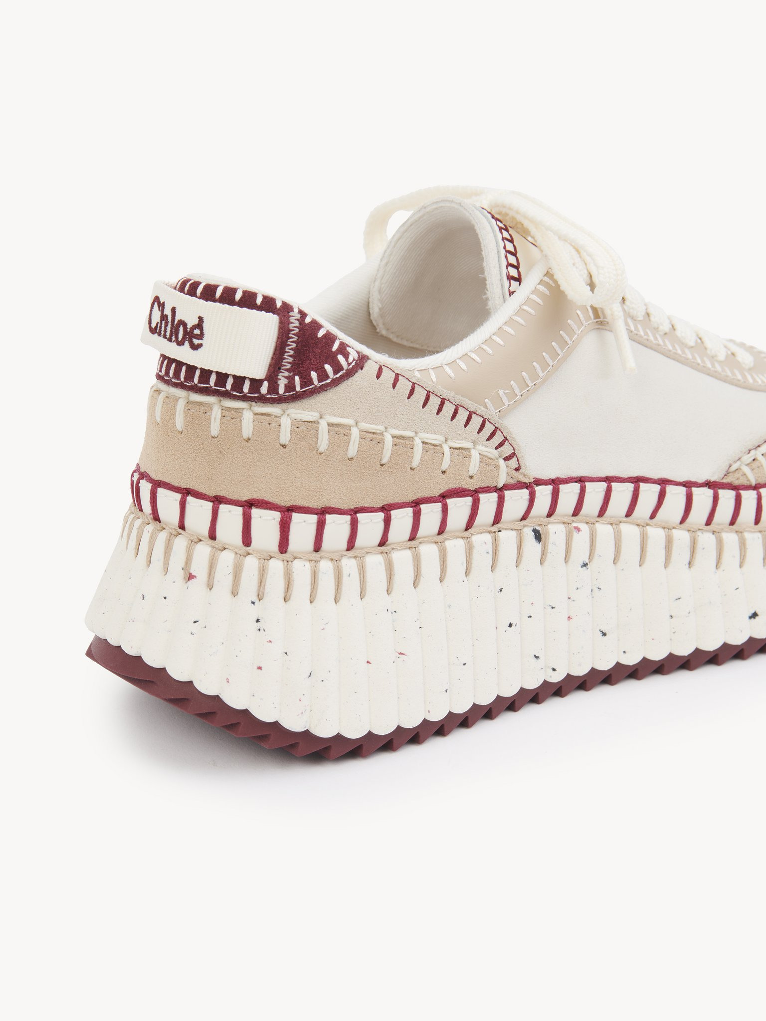 Chloé Nama Textured-sole Lace-up Sneakers In White