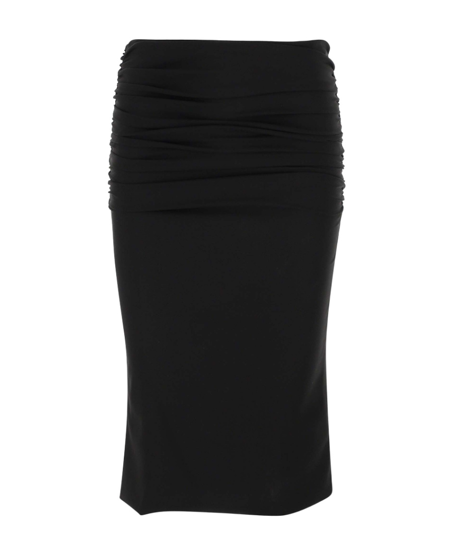 Versace Gathered Midi Skirt In Black