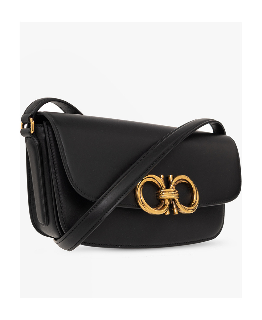 Ferragamo Salvatore Trapezio Logo Plaque Small Crossbody Bag In Black