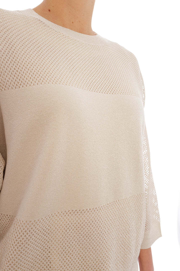 Shop Peserico Lurex-knit Sweater In Nude