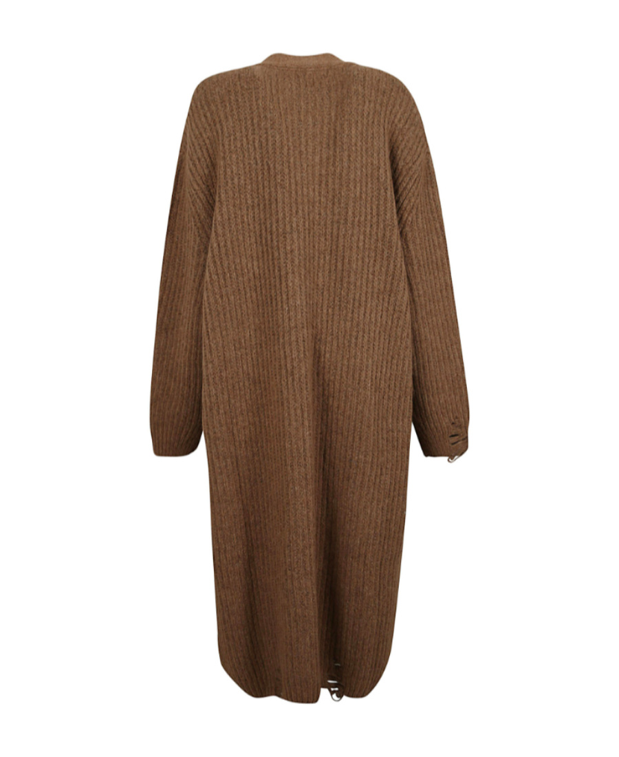 Dsquared2 Extra-long Distressed Knitted Cardigan In Brown