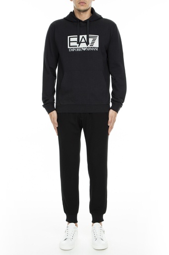 Ea7 Hooded Logo Sweater In Black