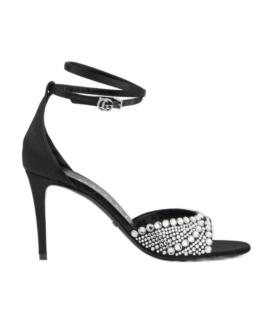 Gucci Crystal High-heeled Sandals In Black