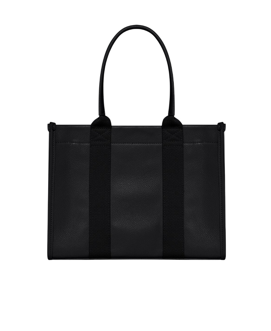 Balenciaga Neo Navy Small Leather-trimmed Printed Organic Cotton-canvas Tote In Black
