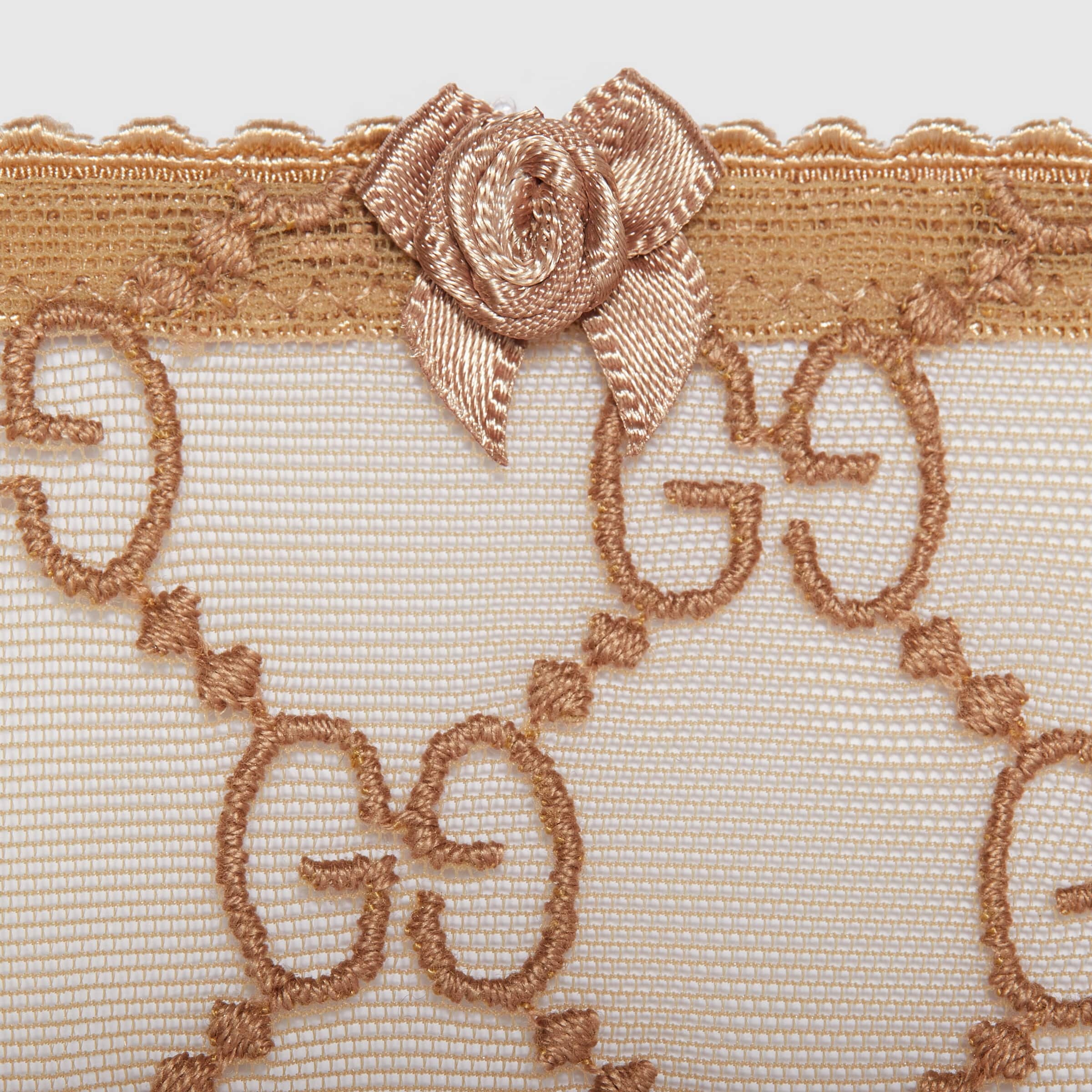 Gucci Gg-jacquard Bow-detail Briefs In Nude