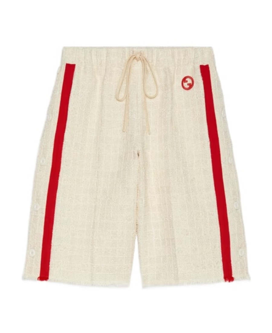 Gucci Tweed Drawstring Shorts In White