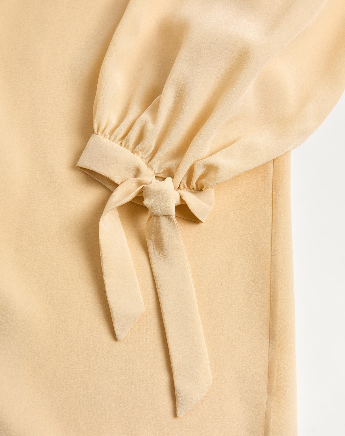 Valentino Light Yellow Crepe De Chine Top In Birch