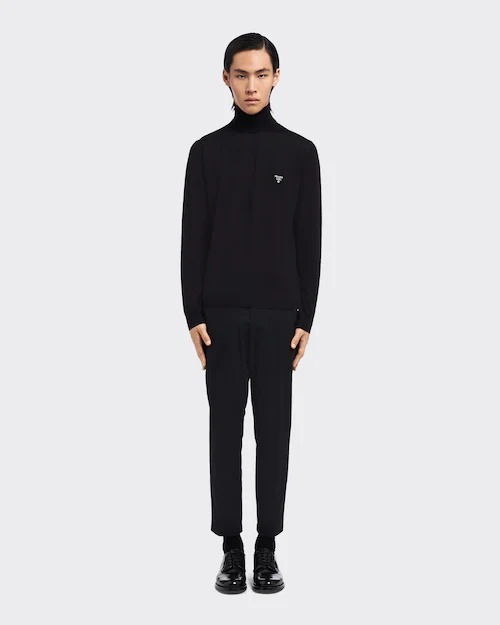 Prada Superfine Wool Turtleneck Jumper In Black