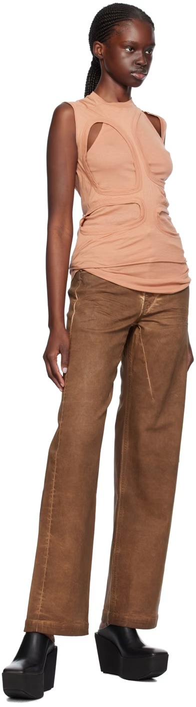 Rick Owens Drkshdw Logo Denim Trousers In Brown