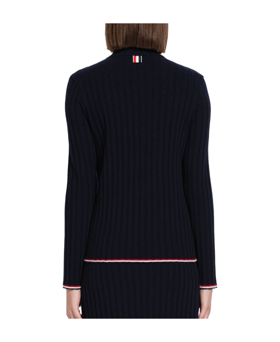 Thom Browne Ribbed Knit Turtleneck Jumper In Black