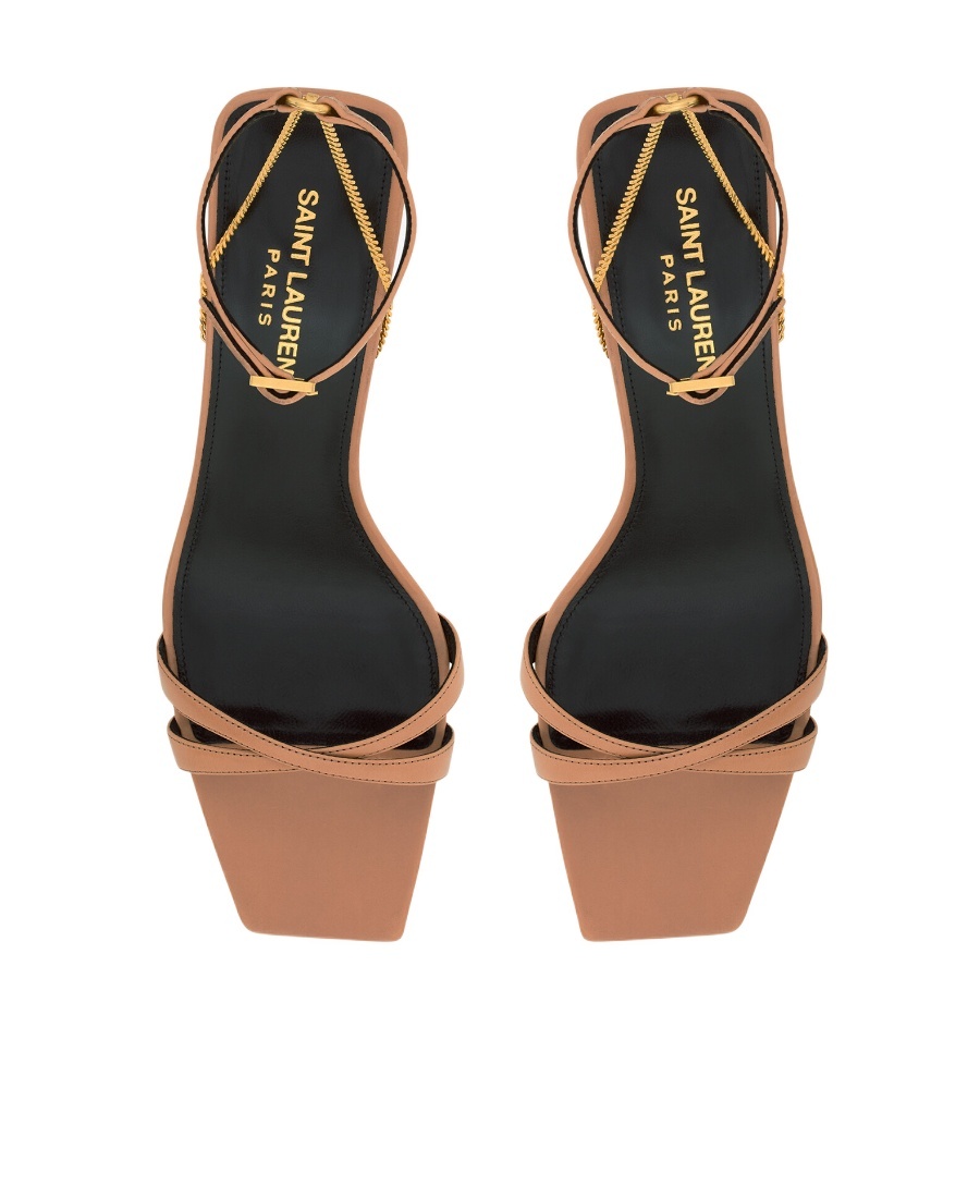Saint Laurent Melody Ankle-strap Sandals In Brown