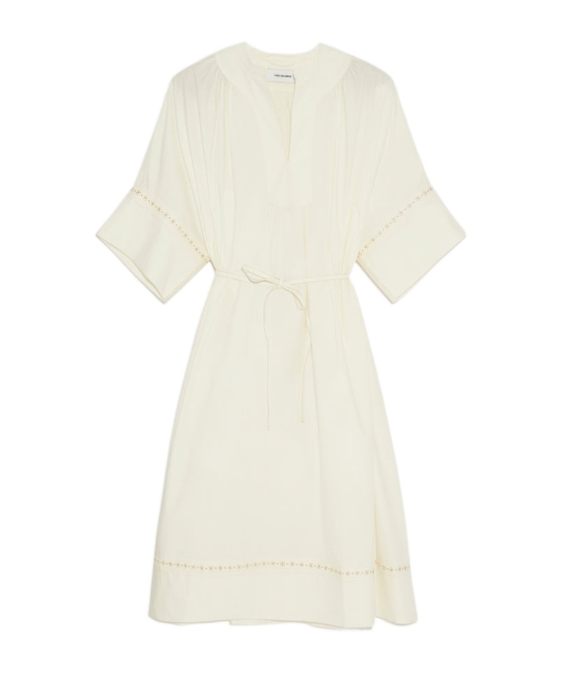 Yves Salomon Short Sleeve Dress In White