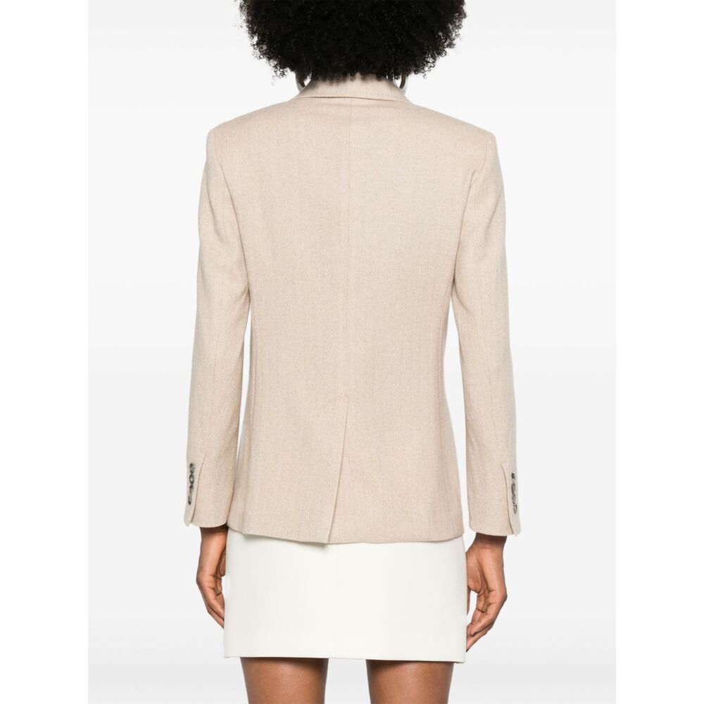 Shop Max Mara Long-sleeved Suit Coat In Nude