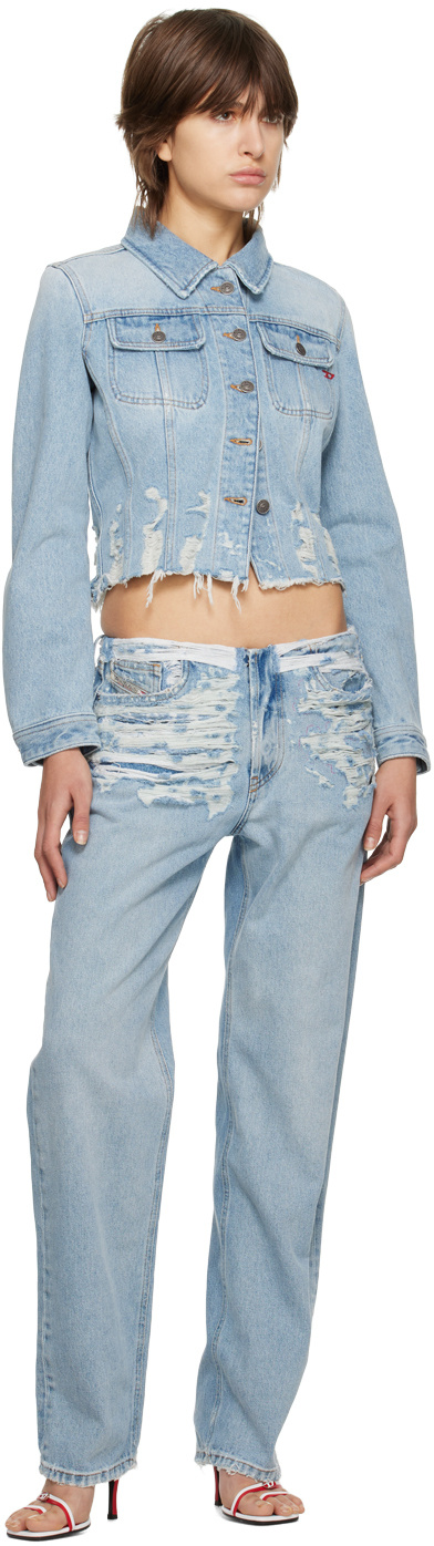 Diesel Logo Denim Trousers In Gray
