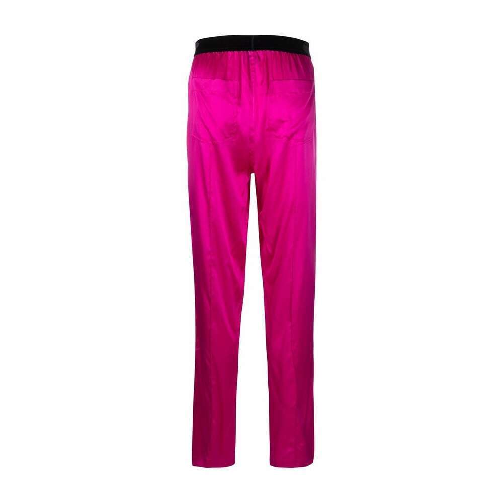 Tom Ford Fuchsia Satin Pants With Logo On Waistband In Stretch Silk Woman In Pink