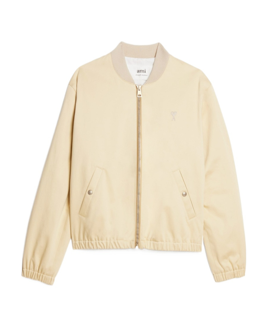 Ami Alexandre Mattiussi Ami Paris De Coeur Logo Bomber Jacket In Nude