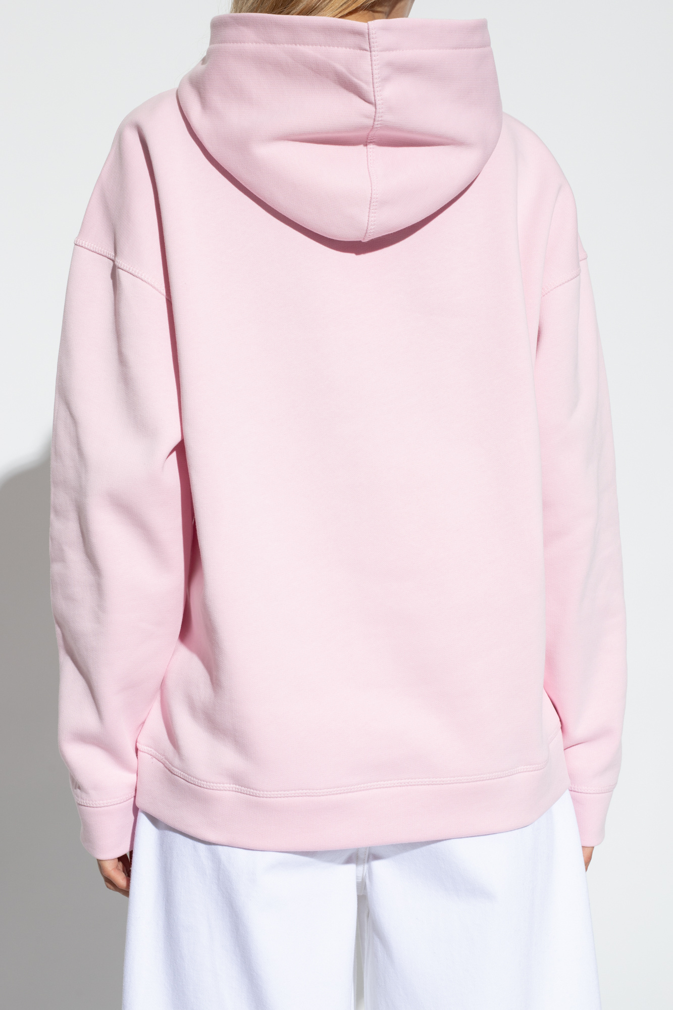 Shop Ganni Pink Oversized Isoli Animals Hoodie