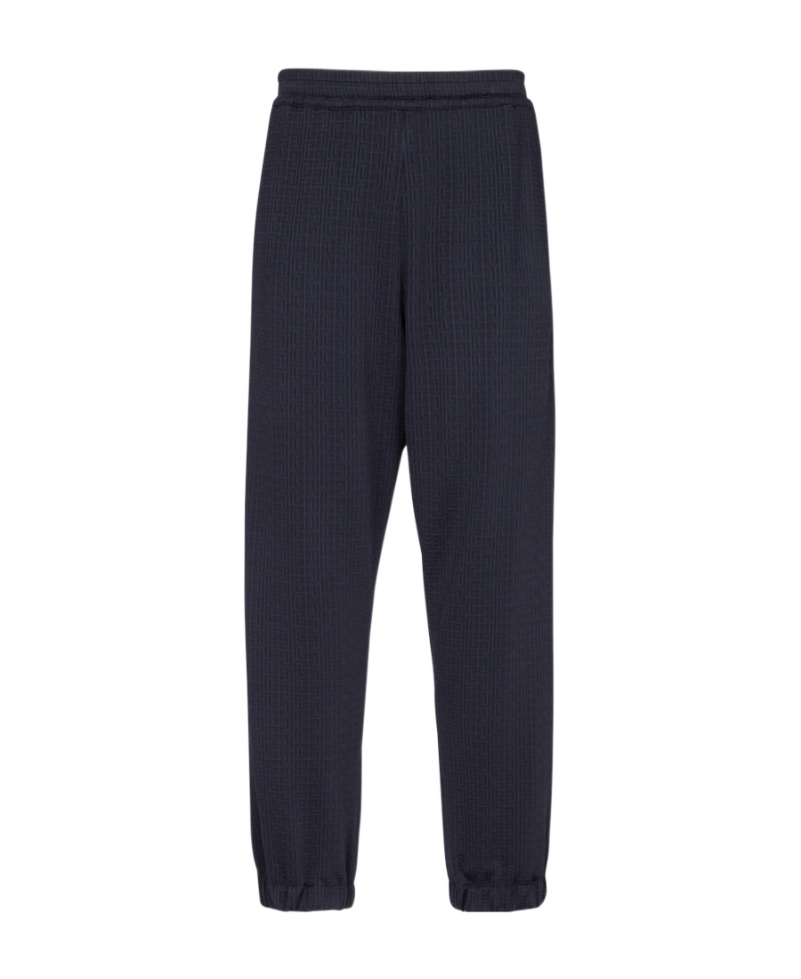 Balmain Monogram-pattern Elasticated-waistband Track Pants In Black