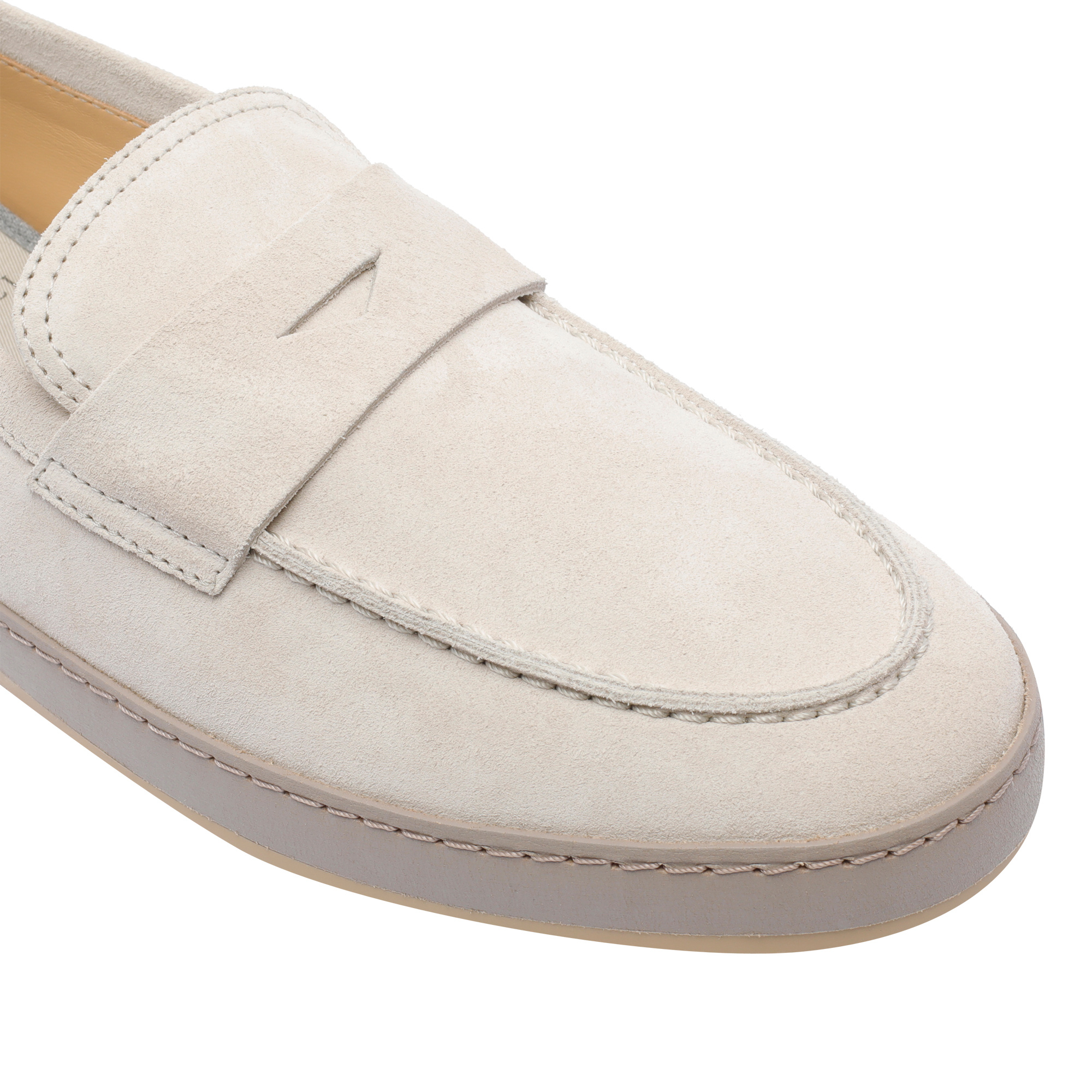 Brunello Cucinelli Loafers With Round Toe And Suede Finish In Gray